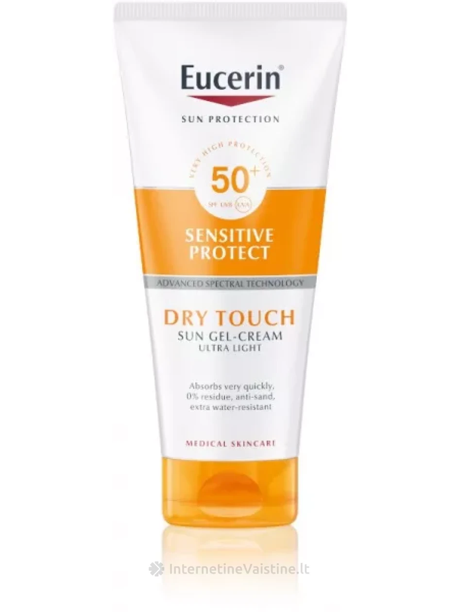 EUCERIN gelinis kūno kremas nuo saulės OIL CONTROL DRY TOUCH, SPF 50+, 200 ml (83555) | internetinevaistine.lt