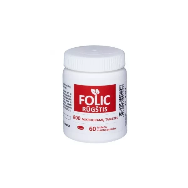 VALENTIS maisto papildas LONGVIT FOLIO RŪGŠTIS 800 mcg, 60 tab.