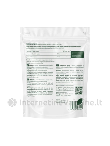 RAW POWDERS, L-teaninas + Kofeinas PLUS kaps., N60 | internetinevaistine.lt