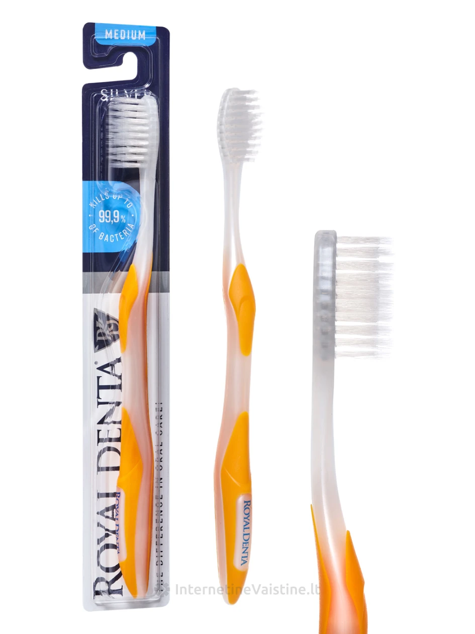 ROYAL DENTA dantų šepetukas SILVER MEDIUM, 1vnt | internetinevaistine.lt