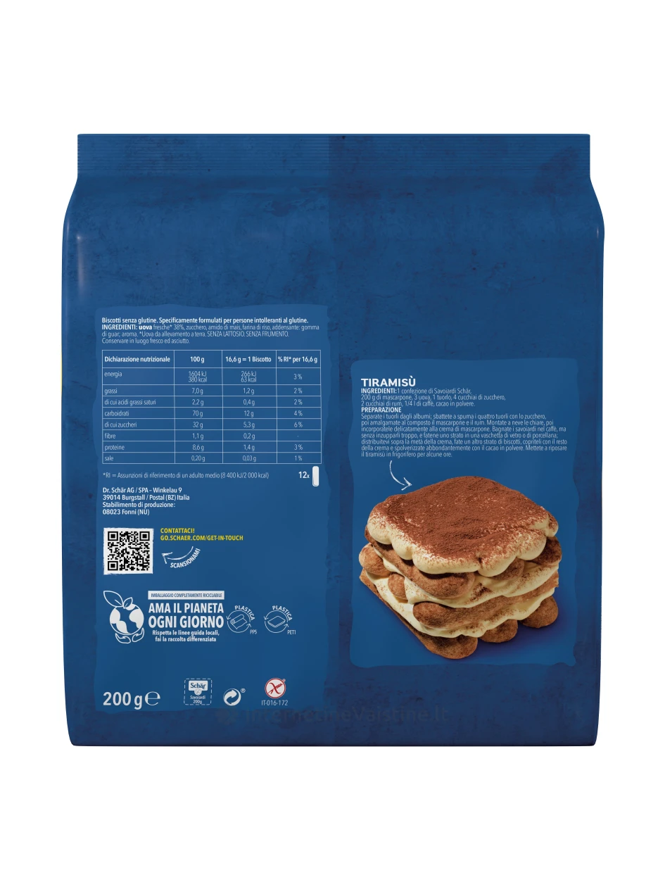 Schär SAVOIARDI - sausainiai be glitimo, 200g | internetinevaistine.lt