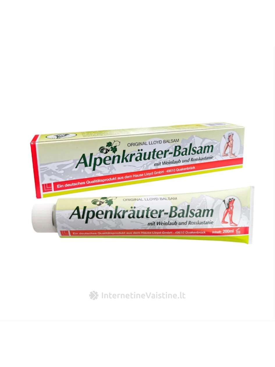 ALPENKRAUTER Balzamas su su Sibirinės eglės aliejumi, vynuogių ir kaštonų ekstraktais, 200ml, Vnt | internetinevaistine.lt