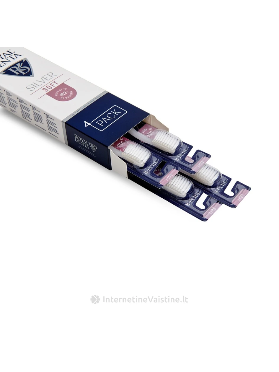 ROYAL DENTA dantų šepetėlių rinkinys SILVER SOFT 4 vnt. | internetinevaistine.lt