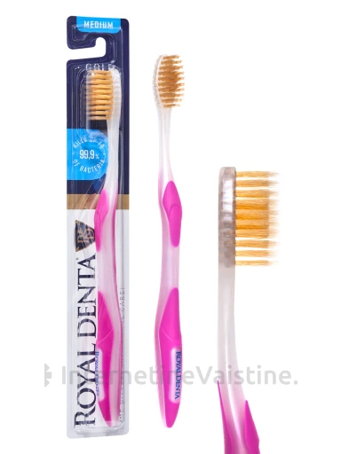 Royal Denta vidutinio minkštumo dantų šepetėlis su aukso dalelėmis Gold Medium, 1vnt | internetinevaistine.lt