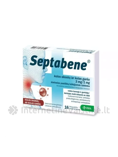 SEPTABENE kolos skonio 3 mg/1 mg kietosios pastilės N16 | internetinevaistine.lt