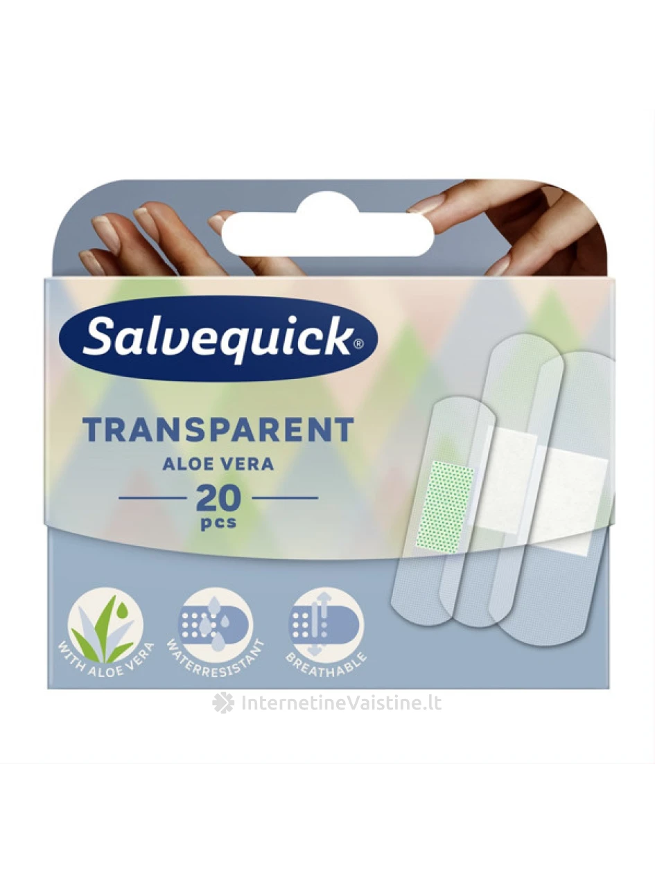 SALVEQUICK Aloe Vera skaidrūs pleistrai su alavijo ekstraktu N20 | internetinevaistine.lt