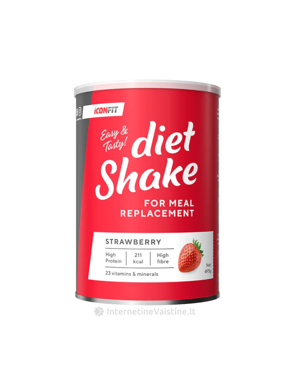 ICONFIT Diet Shake Strawberry milt., 495 g, Vnt | internetinevaistine.lt