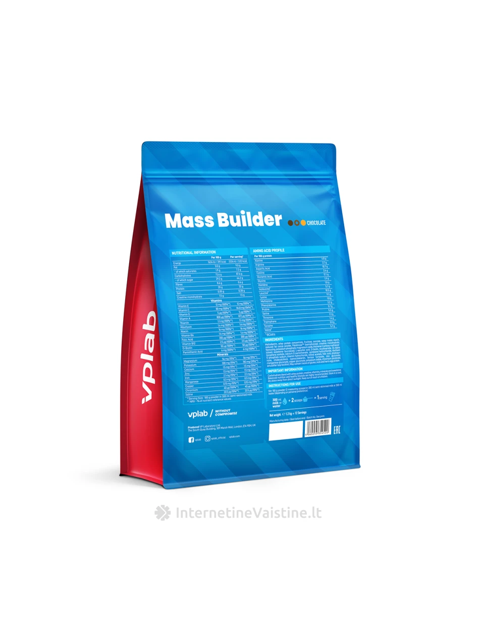 VPLab Mass Builder Chocolate, 1,2 kg | internetinevaistine.lt