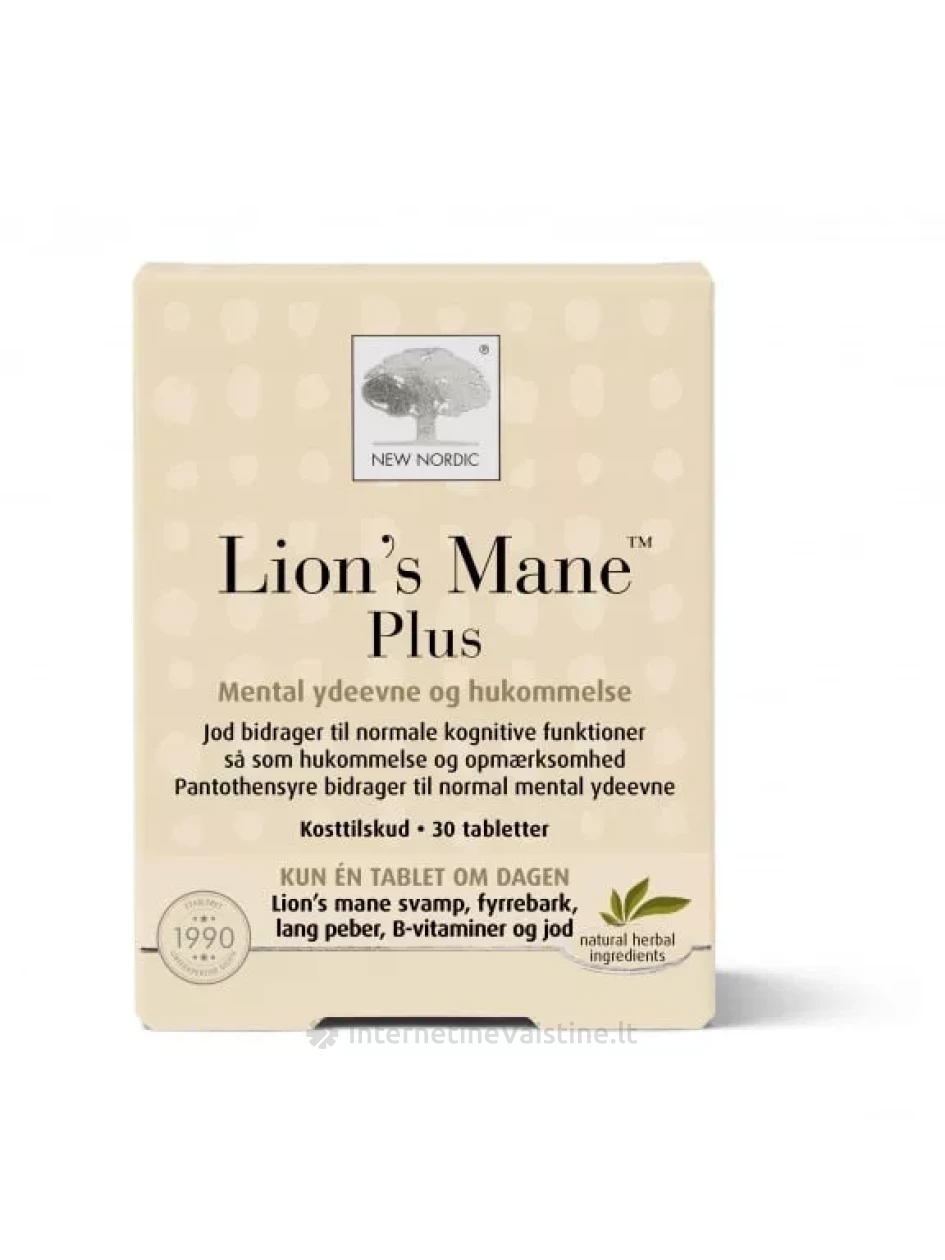 NEW NORDIC LION`S MANE PLus tab. N30 | internetinevaistine.lt