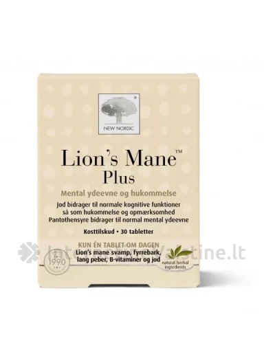 NEW NORDIC LION`S MANE PLus tab. N30 | internetinevaistine.lt