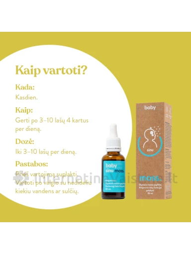 SINUMOSS BABY, geriamieji lašai, 30 ml | internetinevaistine.lt