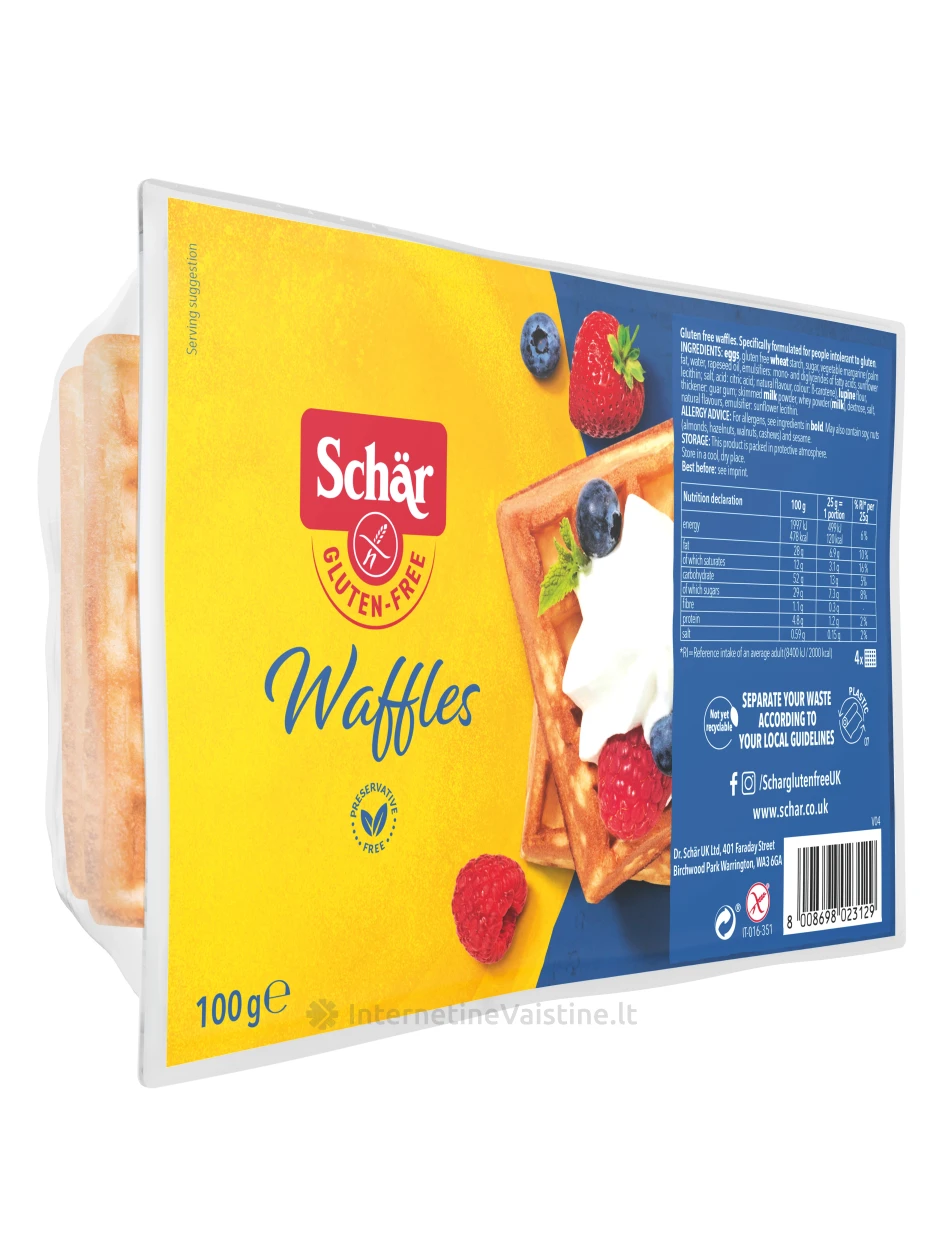 Schär SOFT WAFFLES - minkšti vafliai be glitimo, 100g | internetinevaistine.lt