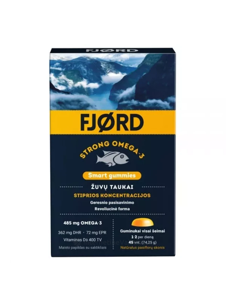 FJORD STRONG OMEGA-3 kramtomi žuvų taukai SMART GUMMIES N455 | internetinevaistine.lt
