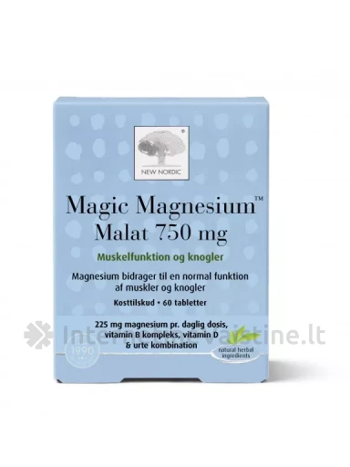 NEW NORDIC Magic Magnesium Malat 750mg tab. N60, 60 vnt. | internetinevaistine.lt