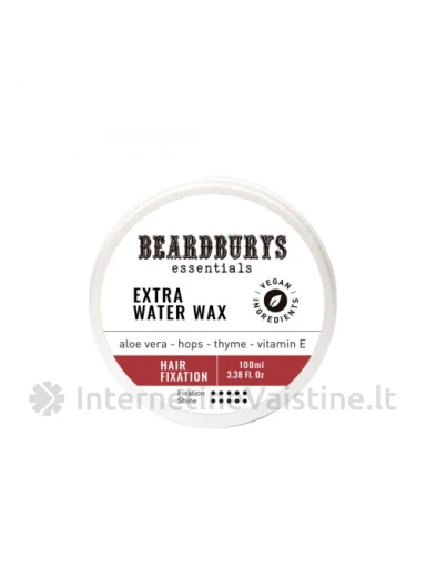 BEARDBURYS Essential Wax Extra Water Effect stiprios fiksacijos vaškas plaukams, 100 ml, Vnt | internetinevaistine.lt