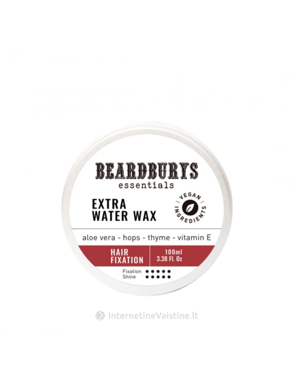 BEARDBURYS Essential Wax Extra Water Effect stiprios fiksacijos vaškas plaukams, 100 ml, Vnt | internetinevaistine.lt