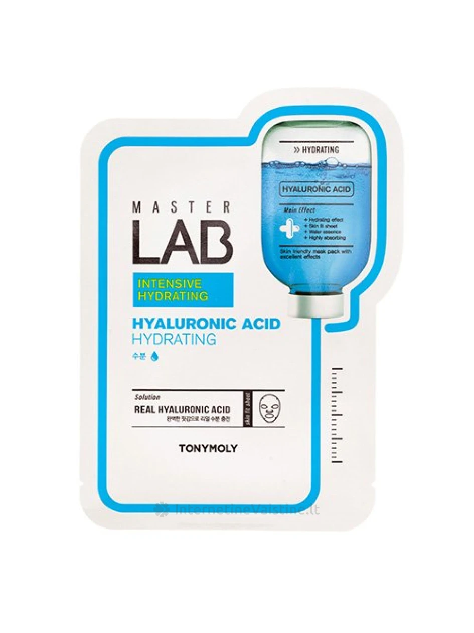 TONYMOLY Master Lab kaukė veidui lakštinė su hialurono rūgšt., 19 g, Vnt | internetinevaistine.lt