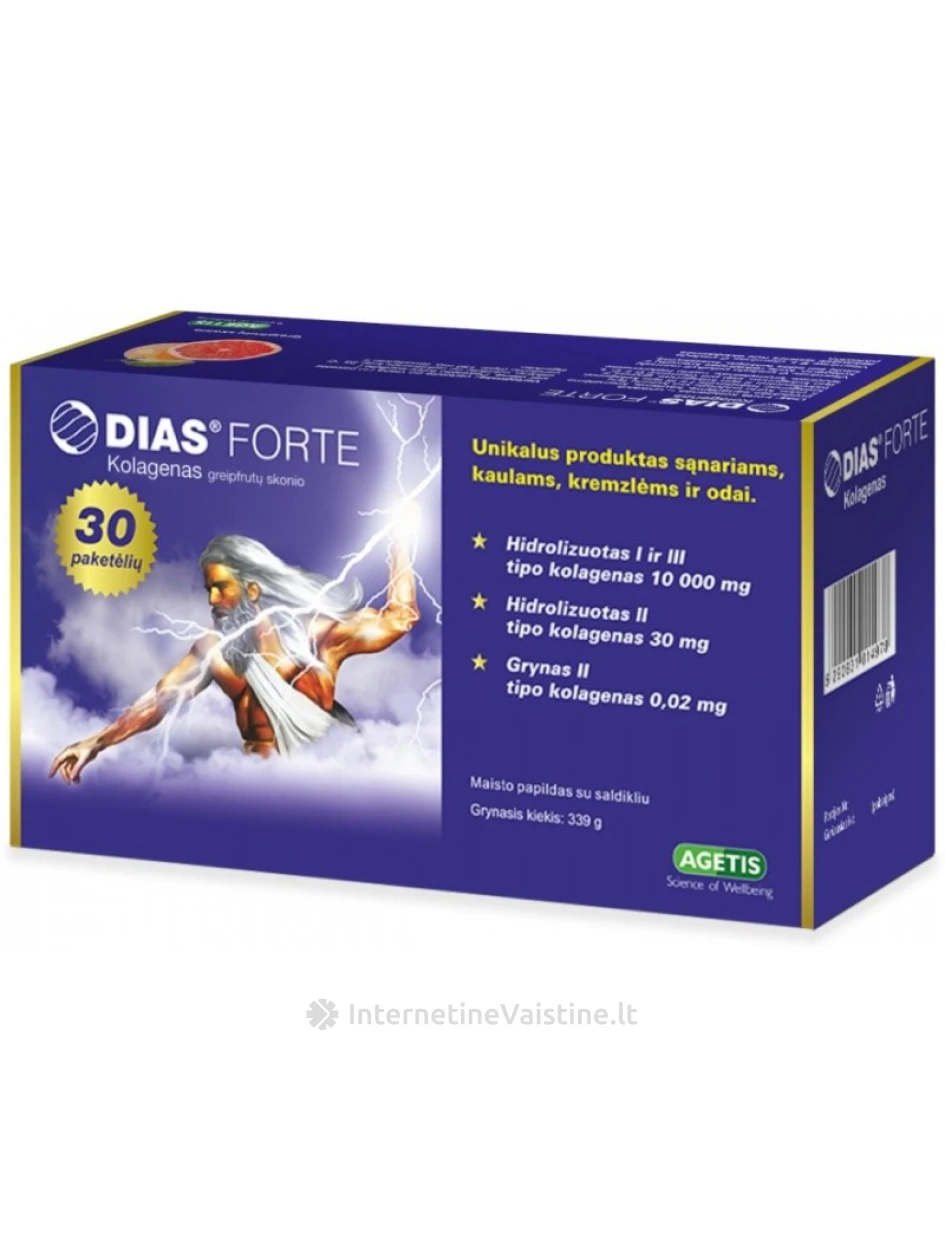 DIAS FORTE Kolagenas 10000mg greipfrutų sk. milt. ger. tirp. N30 | internetinevaistine.lt