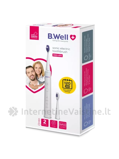 B. WELL elektrinis dantų šepetėlis MED-870, baltas, N1, Vnt | internetinevaistine.lt