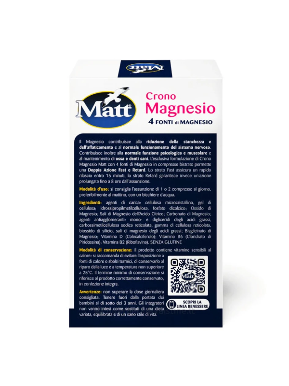 MATT Crono Magnesio, 4 magnio formos su vitaminais B2, B6 ir D, 30 tablečių | internetinevaistine.lt