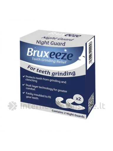 BRUXEEZE Night Guard kapos nuo dantų griežimo bei žandikaulio sukandimo, 2 Vnt. | internetinevaistine.lt