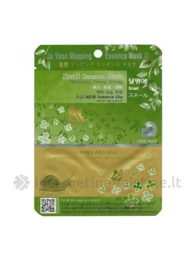 JA YEON MAPPING Snail Esscence Mask, lakštinė veido kaukė su sraigių mucinu, 25 g, Vnt | internetinevaistine.lt