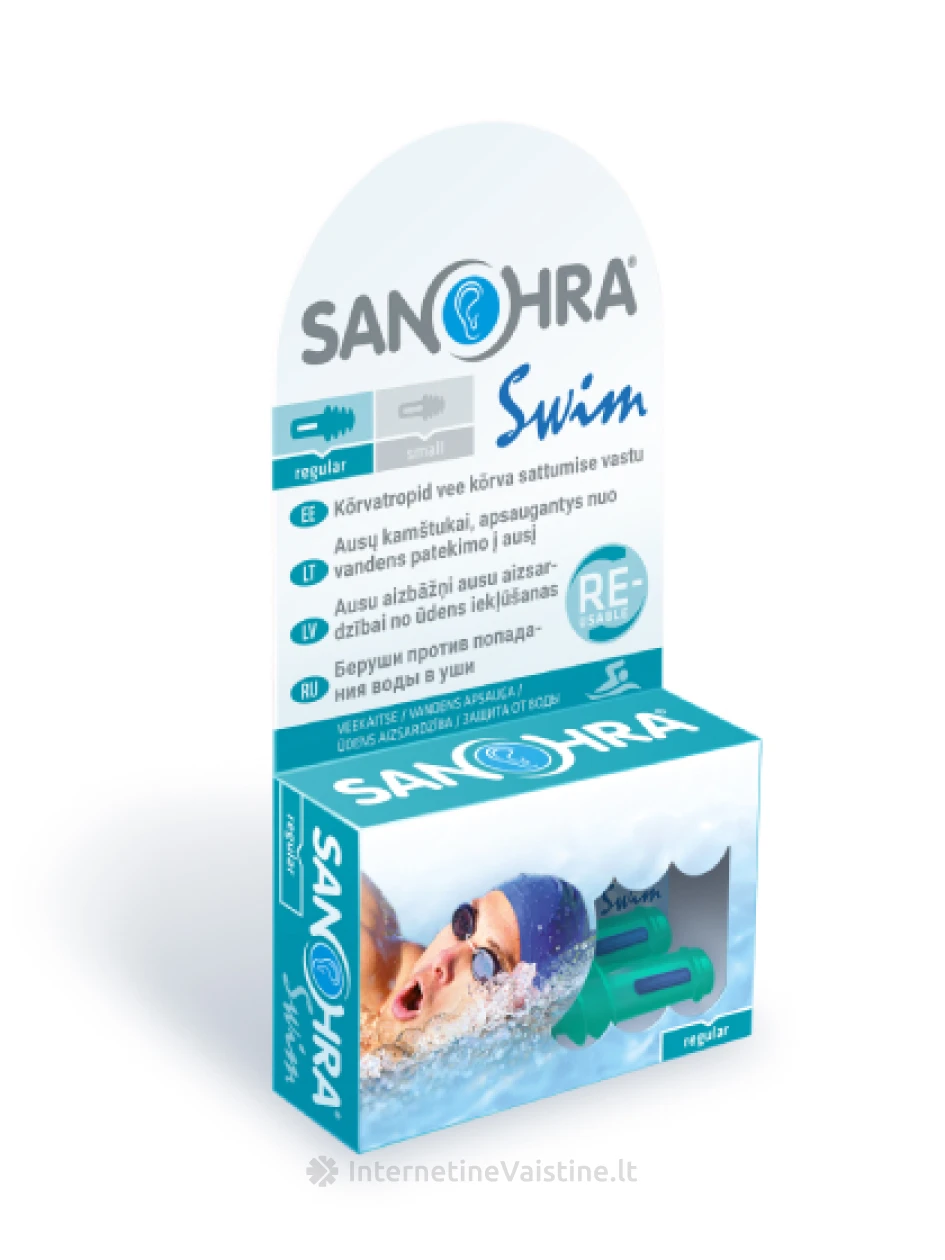 Ausų kištukai plaukiojimui Sanohra swim adult, N2 | internetinevaistine.lt