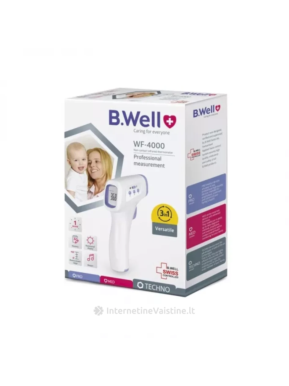 B. WELL WF-4000 BEKONTAKTIS INFRARAUDONŲJŲ SPINDULIŲ TERMOMETRAS, N1 | internetinevaistine.lt