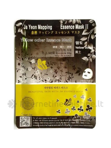 JA YEON MAPPING Yellow Ocher Esscence Mask, lakštinė veido kaukė su ochros ekstr., 25 g, Vnt | internetinevaistine.lt
