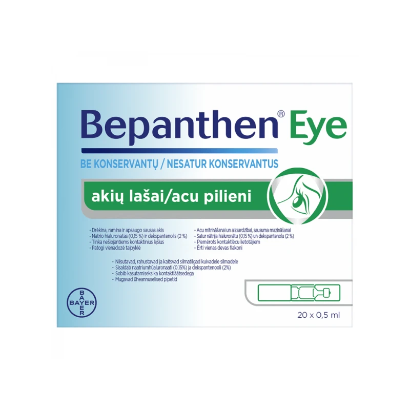 BEPANTHEN akių lašai EYE, 20 vnt. x 0,5 ml