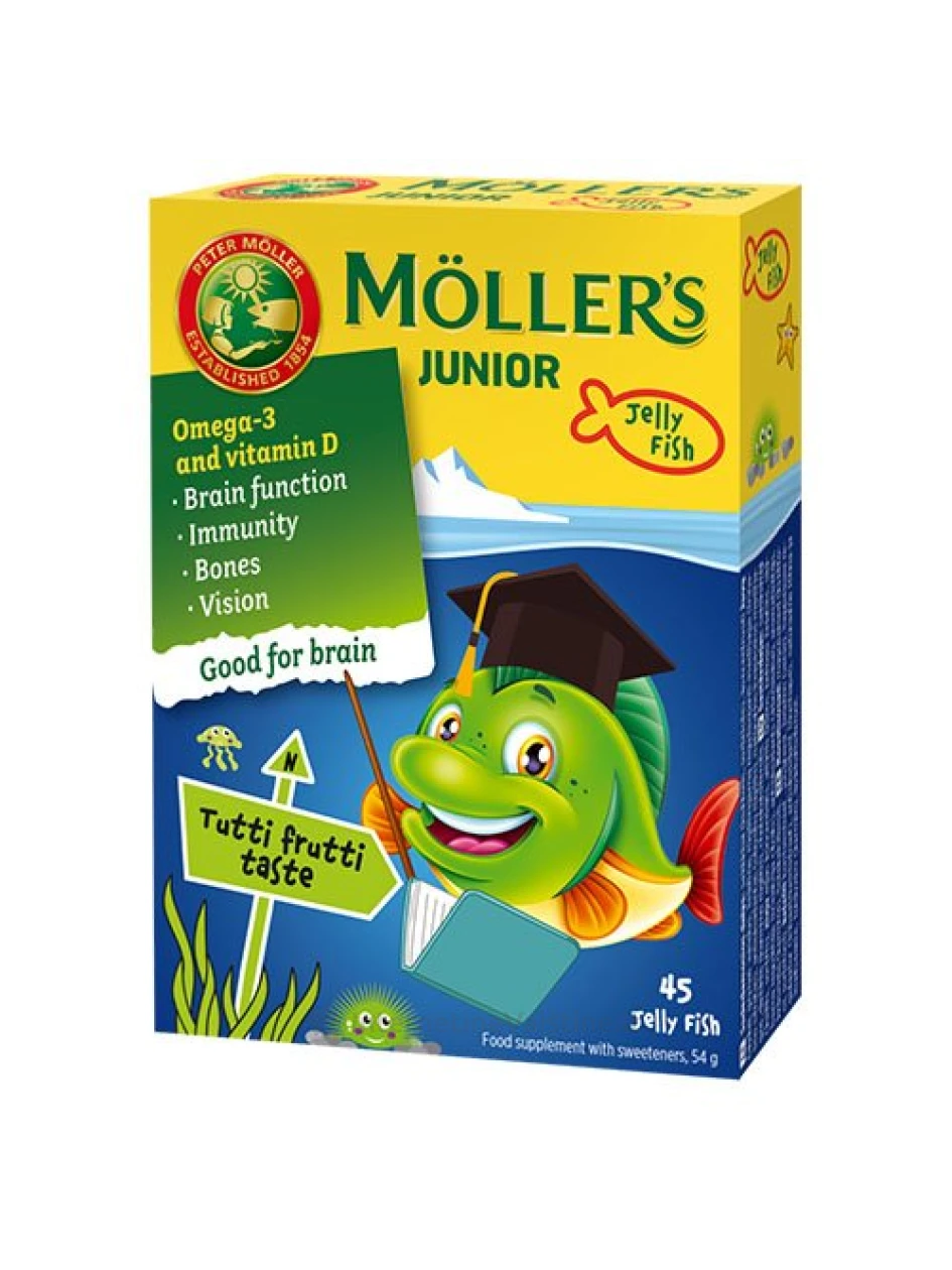 Möller’s Junior Omega-3 vaisių skonio, 45 kramtomos žuvelės | internetinevaistine.lt