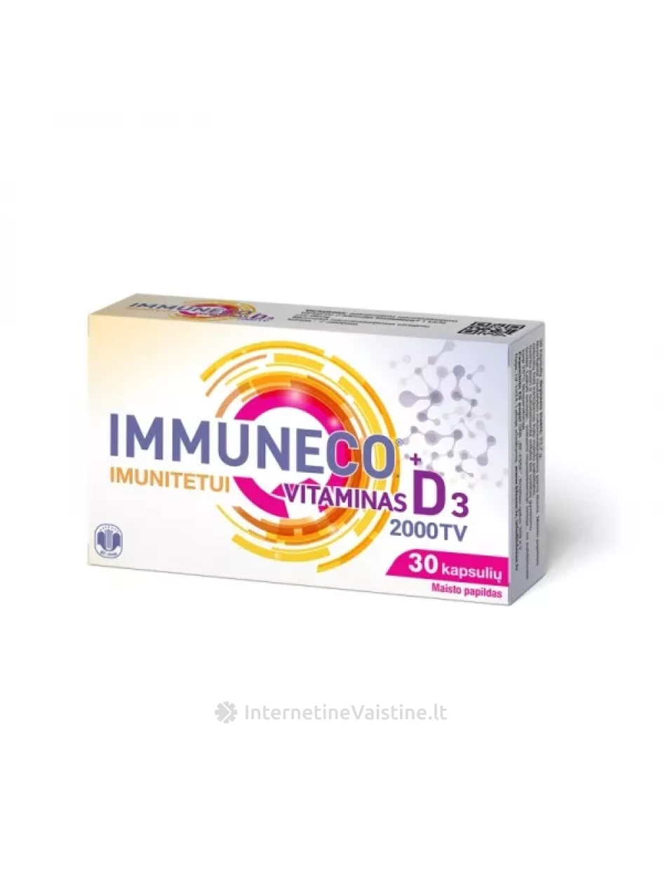 BF-ESSE IMMUNECO maisto papildas + VITAMINAS D3 2000 TV, 30 kapsulių | internetinevaistine.lt