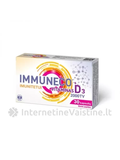 BF-ESSE IMMUNECO maisto papildas + VITAMINAS D3 2000 TV, 30 kapsulių | internetinevaistine.lt