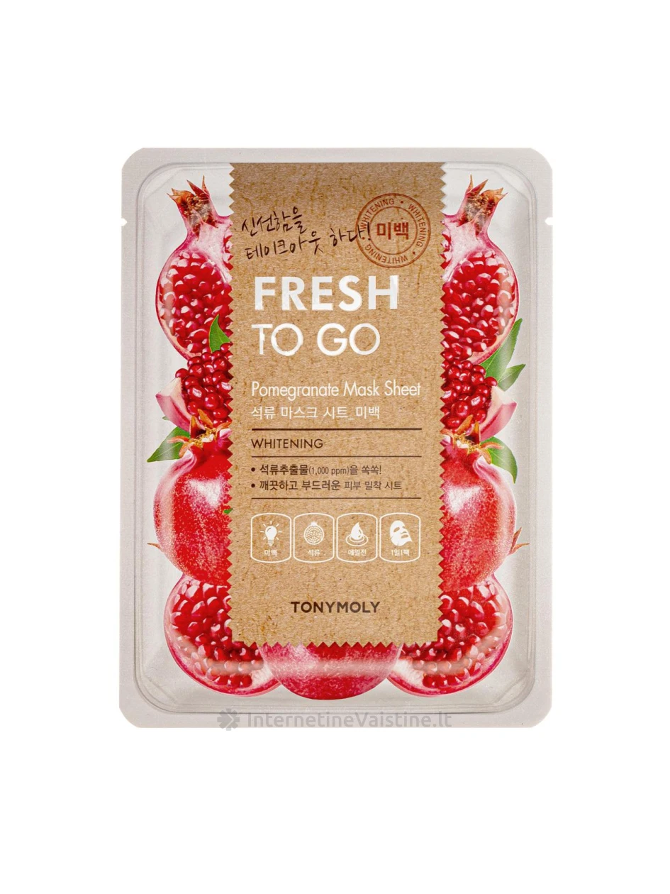 TONYMOLY Fresh To Go kaukė veidui lakštinė su granatais, 25 g, Vnt | internetinevaistine.lt