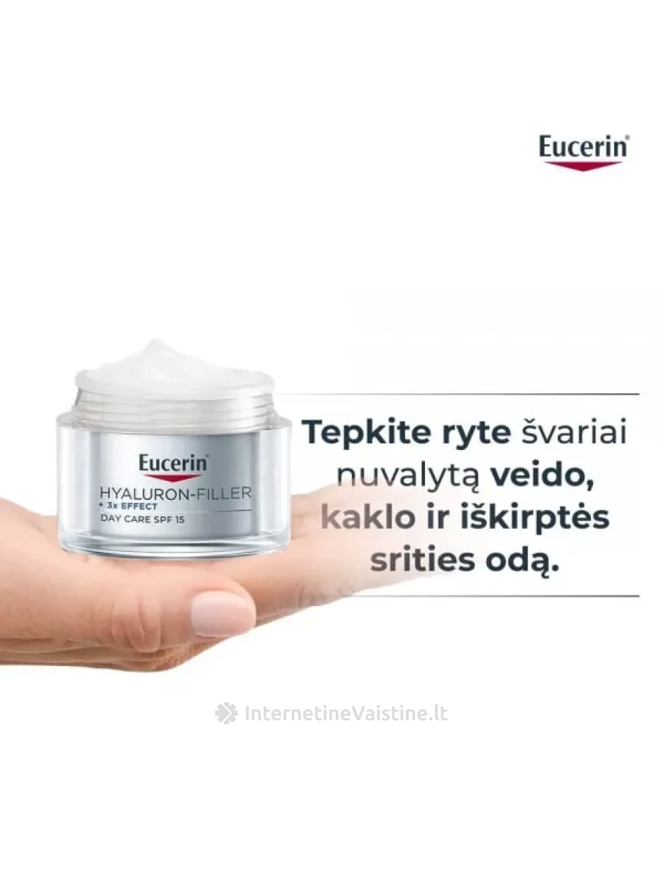 EUCERIN dieninis veido kremas sausai odai HYALURON-FILLER +3X EFFECT, SPF15, 50 ml | internetinevaistine.lt