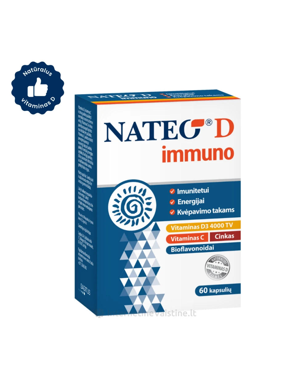 NATEO® D immuno IU4000, 60 kapsulių, 60 kapsulių | internetinevaistine.lt