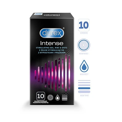 DUREX INTENSE, stimuliuojamieji prezervatyvai, 10 vnt.