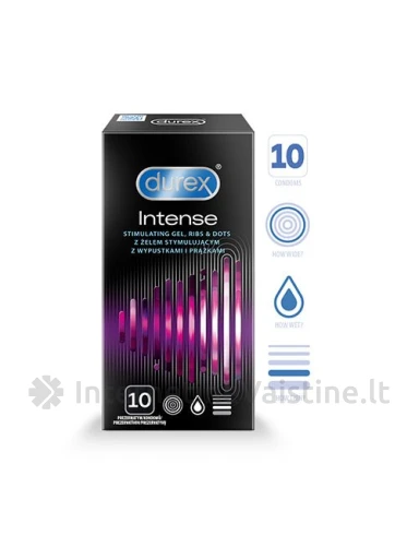 DUREX INTENSE, stimuliuojamieji prezervatyvai, 10 vnt. | internetinevaistine.lt