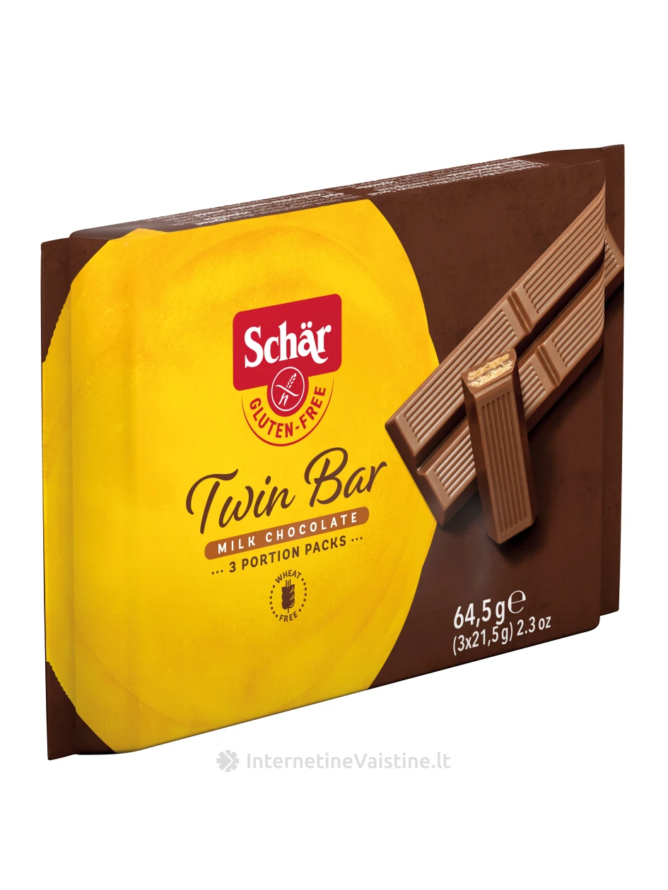 Schär TWIN BAR – vaflinis batonėlis be glitimo, 64.5g | internetinevaistine.lt