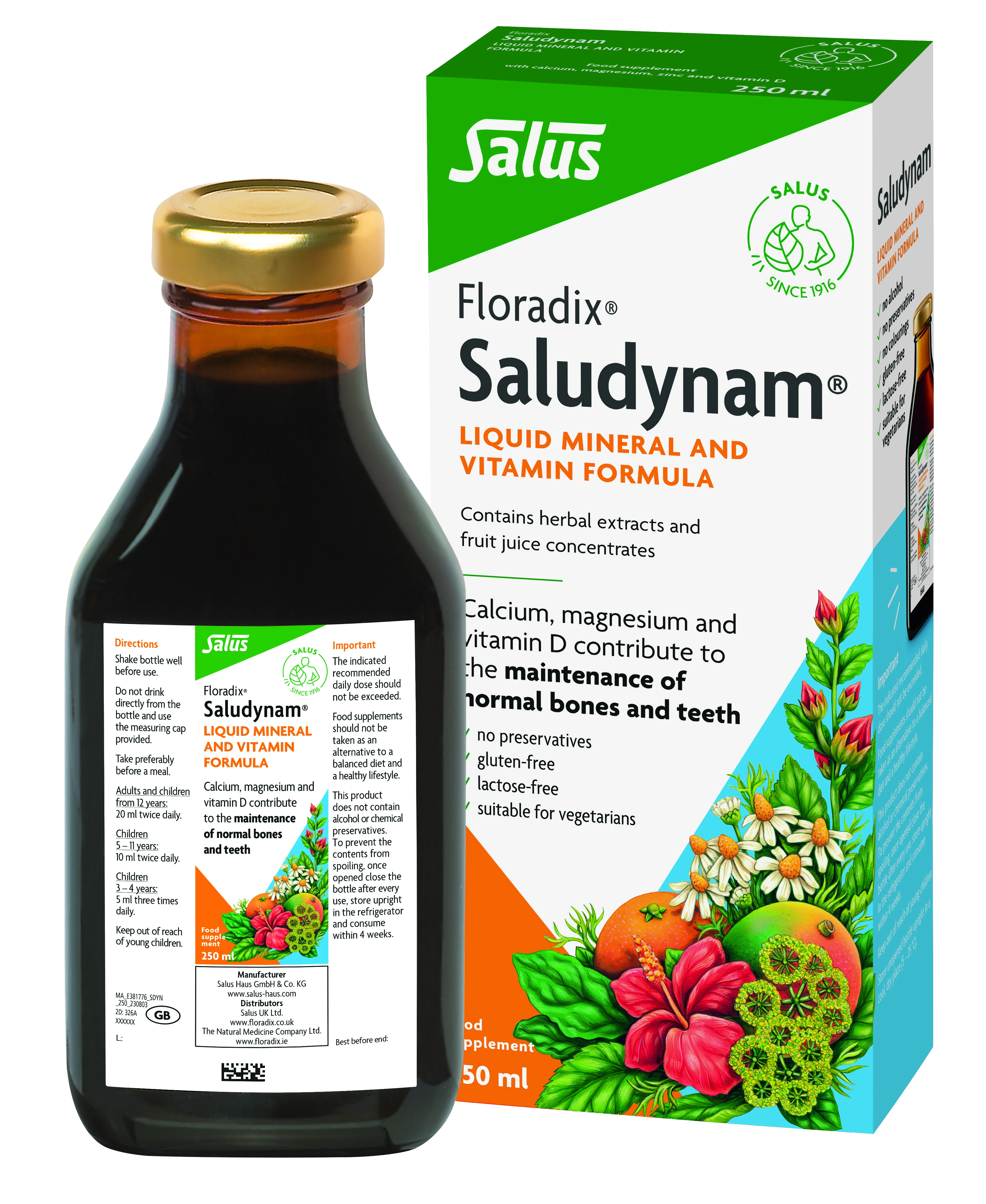 Floradix SALUDYNAM be glitimo, 250ml