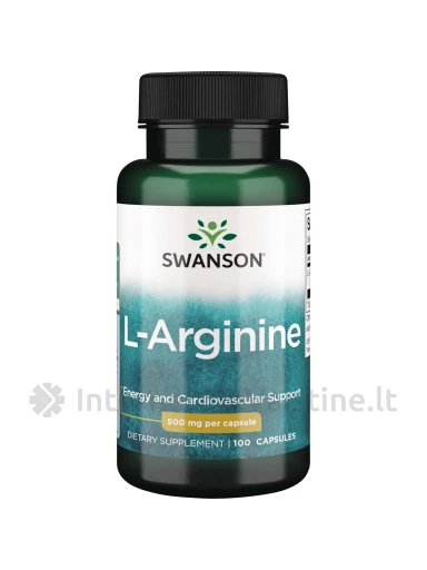 SWANSON, L-argininas 500MG, 100 kapsulių, N1 | internetinevaistine.lt
