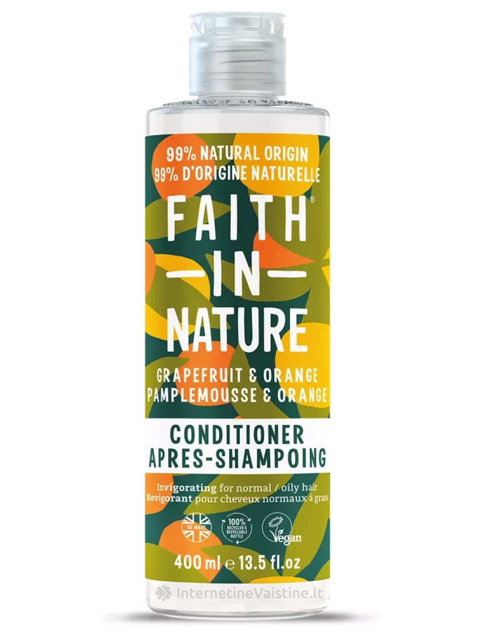FAITH IN NATURE kondicion. plauk. greipfrutų/apelsinų, 400 ml, Vnt | internetinevaistine.lt