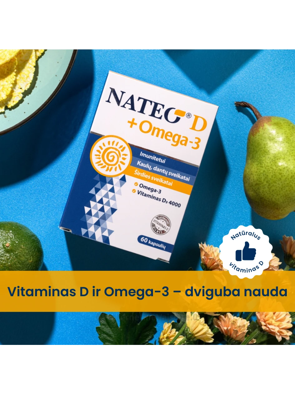 NATEO® D + Omega-3 IU4000, 60 kapsulių, 60 kapsulių | internetinevaistine.lt