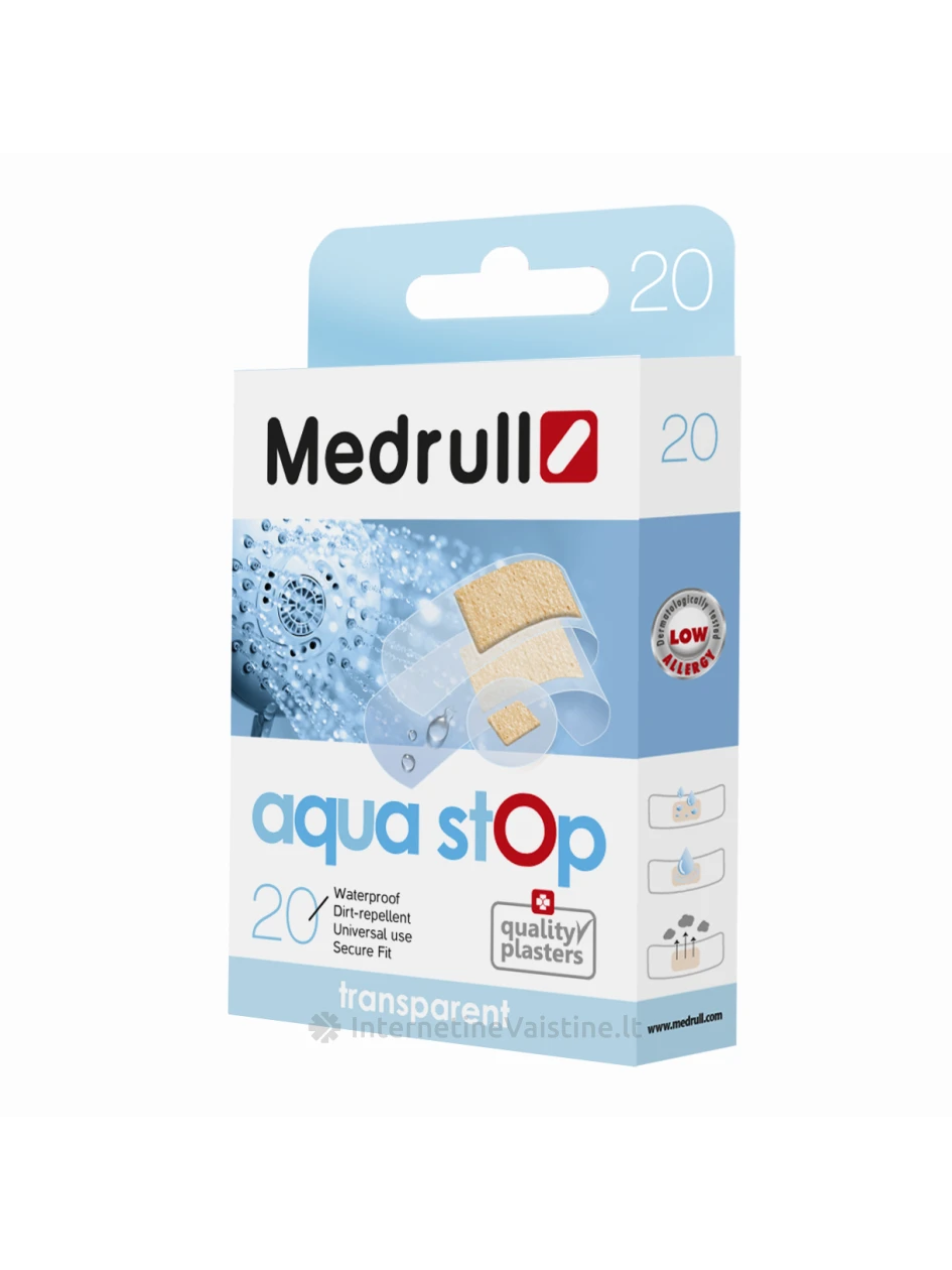 Pleistras (neperšlampamas, permatomas) Aqua Stop 20 vnt. Medrull | internetinevaistine.lt