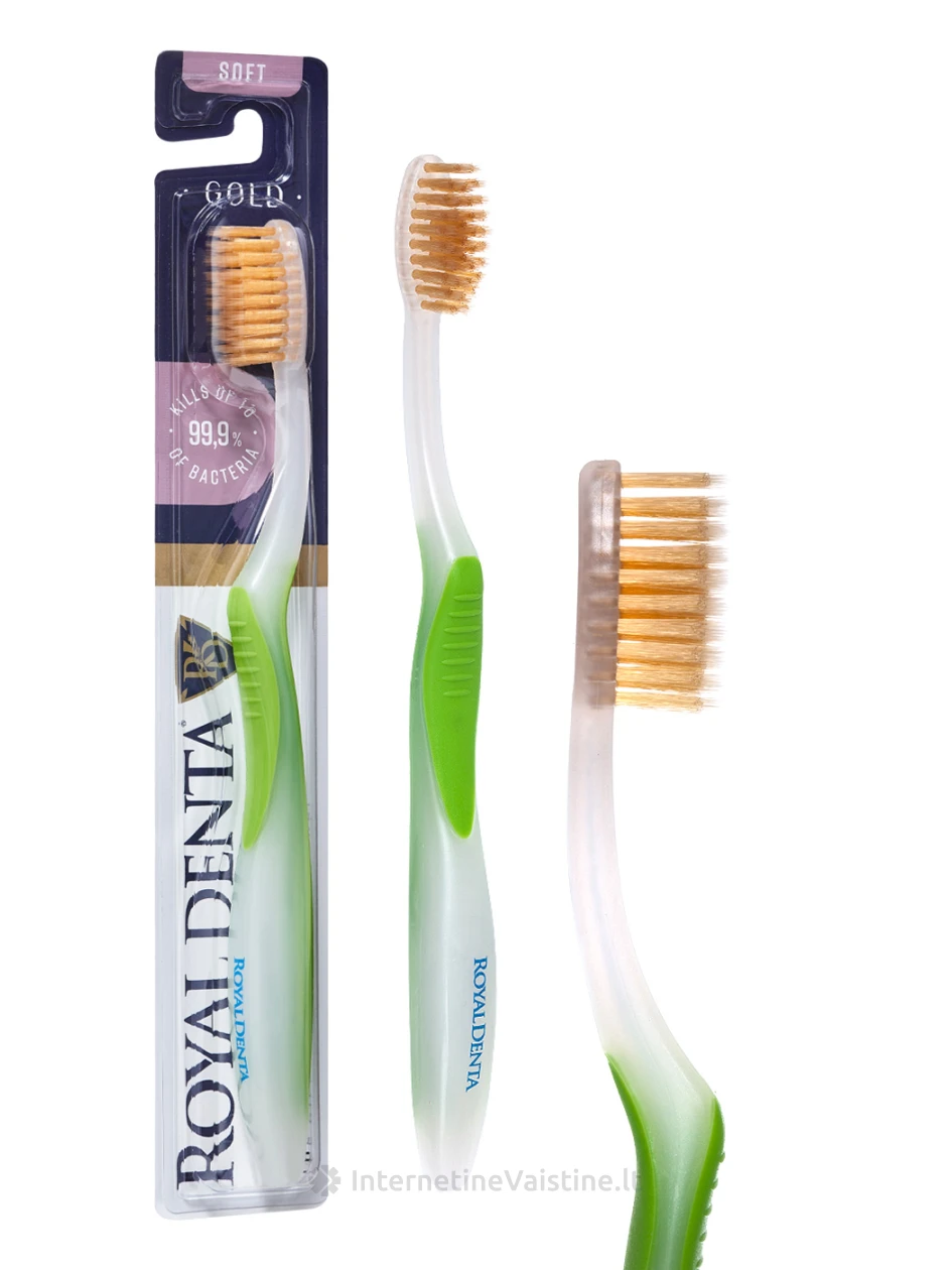 ROYAL DENTA minkštas dantų šepetėlis su aukso dalelėmis Gold Soft, 1vnt | internetinevaistine.lt