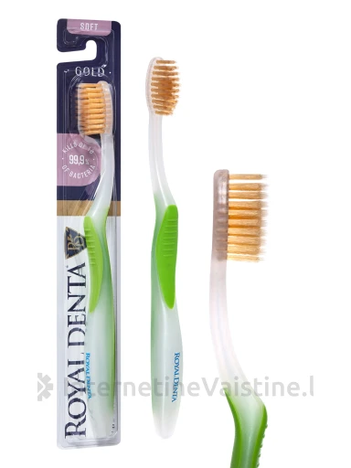 ROYAL DENTA minkštas dantų šepetėlis su aukso dalelėmis Gold Soft, 1vnt | internetinevaistine.lt