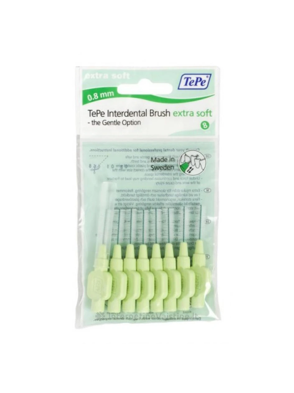 Dantų šep. TEPE tarpdančiams 0.8mm N8 l.minkšti (žali) | internetinevaistine.lt