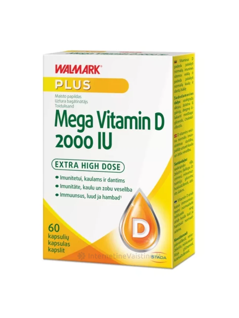 WALMARK MEGA VITAMIN D, 2000IU, kaps. N60 | internetinevaistine.lt