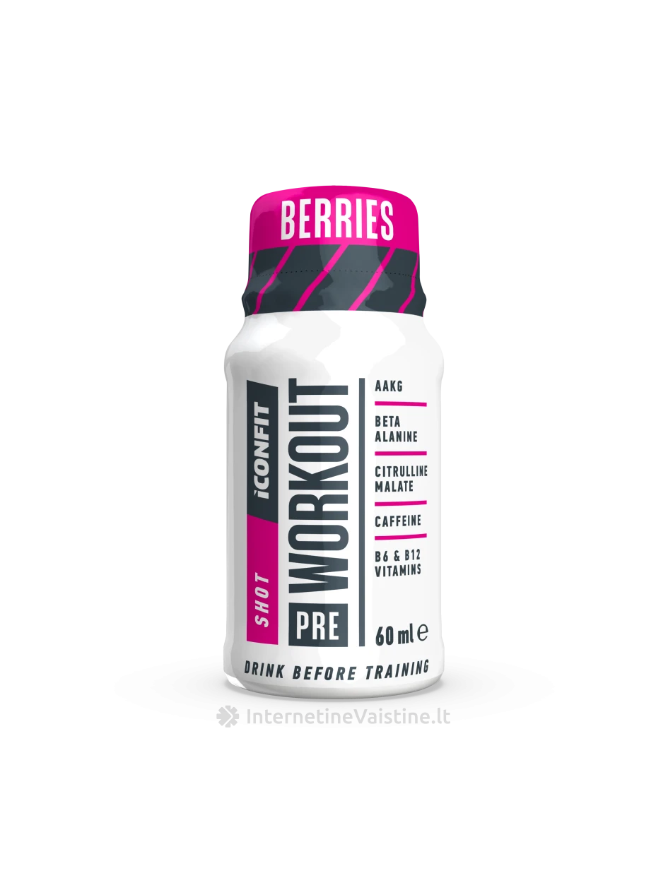 ICONFIT Shot gėrimas prie treniruotę uogų skonio,  60 ml | internetinevaistine.lt