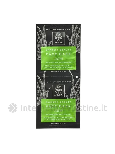 APIVITA Express Beauty veido kaukė su alavijais, drėkinamoji, 8 ml x 2 vnt. | internetinevaistine.lt